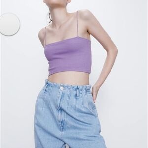 Zara Lilac Wool Crop Top Knit Bralette